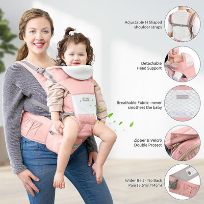 6-in-1 Baby Carrier Baby Strap with Waist Stool-SA2408-183(Sea Gree) Blankets Apricot