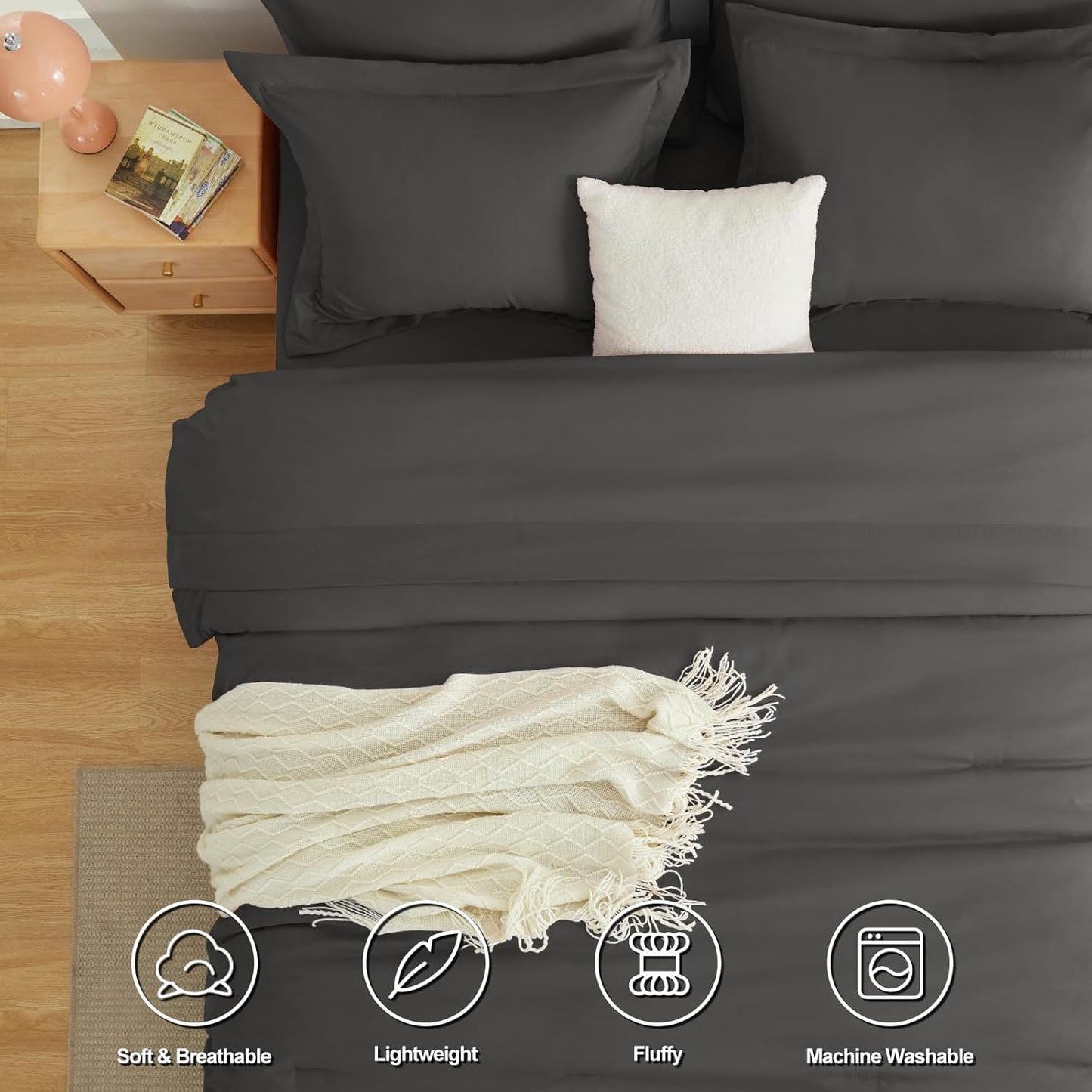 Solid Duvet Cover-Grey Bed Sheets Apricot