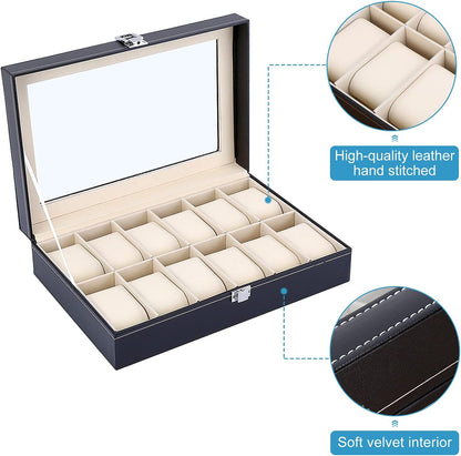 12 Slots Watch Organizer-SA2411-56(Black) Watch box Apricot