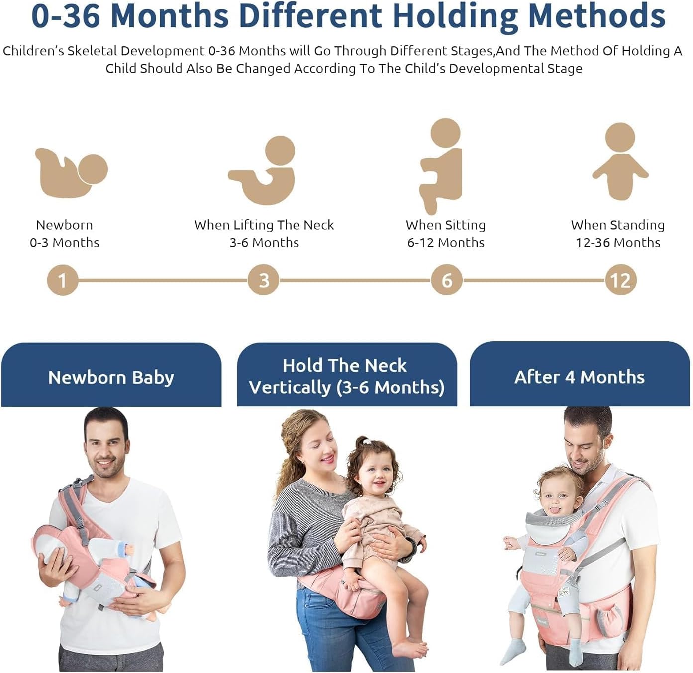 6-in-1 Baby Carrier Baby Strap with Waist Stool-SA2408-183(Sea Gree) Blankets Apricot