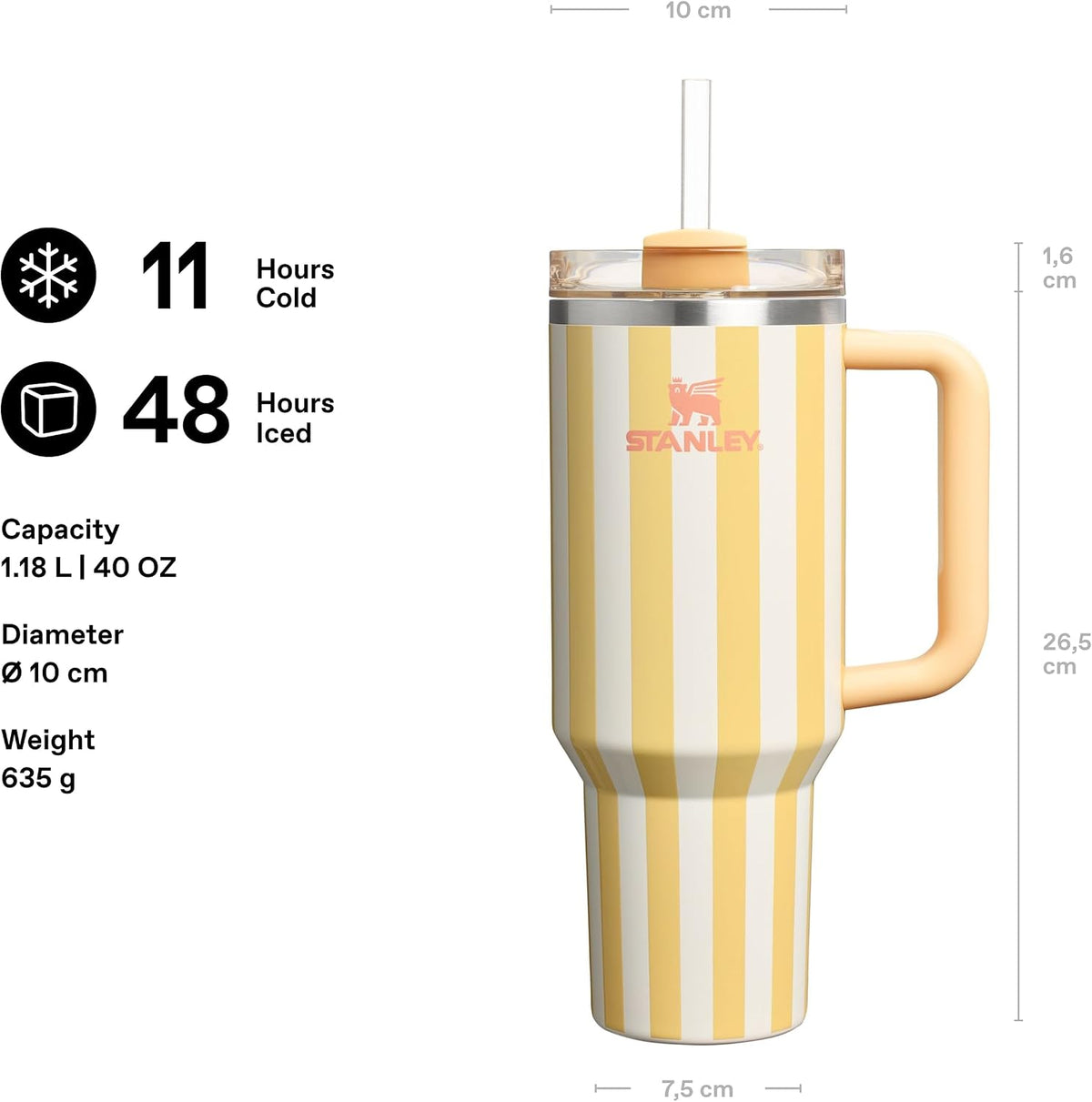 STANLEY Quencher H2.0 FlowState Tumbler SA2607-02(Lemon Stripes) Tumbler Apricot
