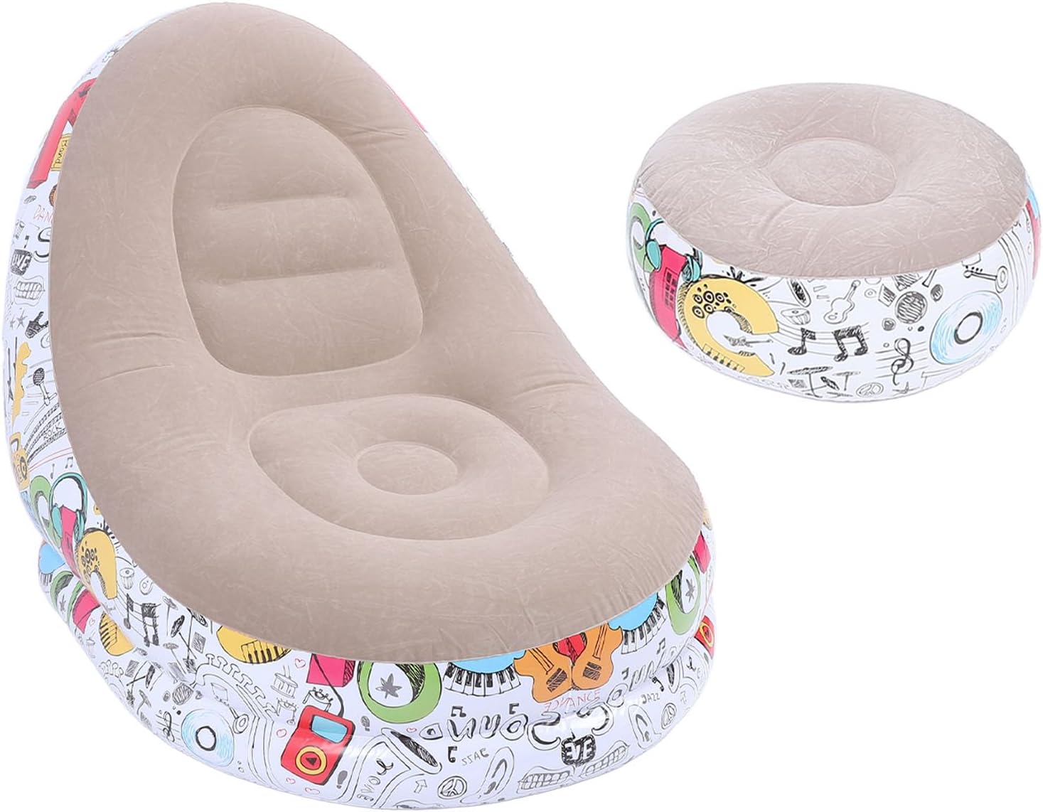 Inflatable Graffiti Sofa with Foot Stool(SA2510-031)BEIGE Apricot