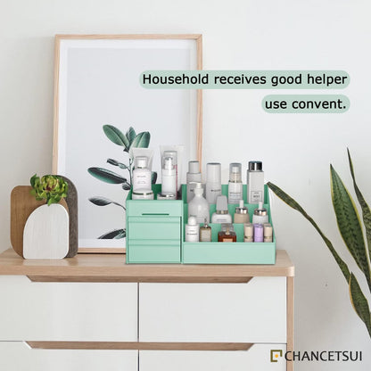 Makeup Organizer with Drawers-Green Cosmetic Organizer Apricot