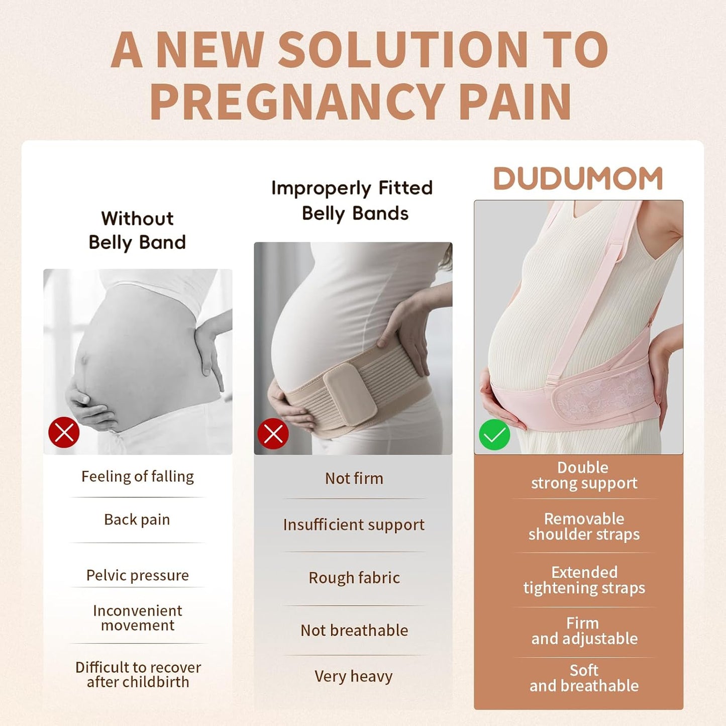 Belly Bands for Pregnant Women With Double Support-SA2411-55 Blankets Apricot