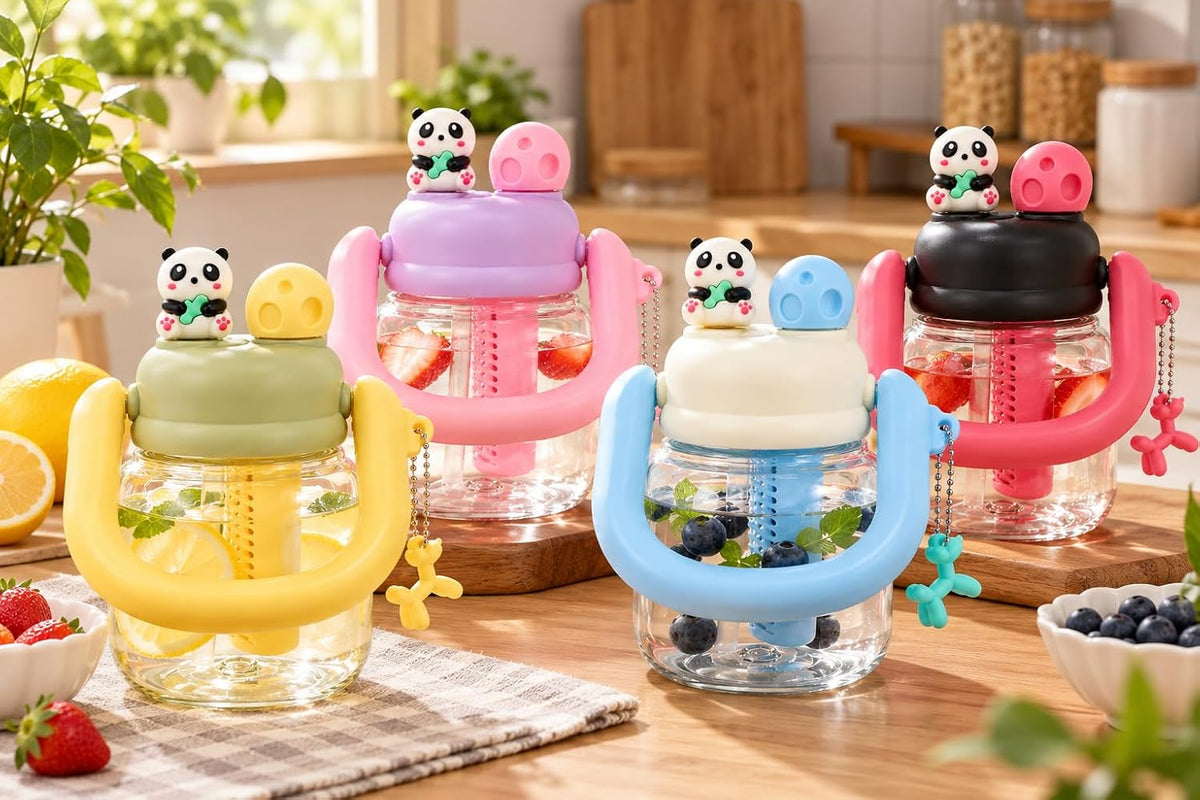 Panda Fruit Infuser Water Bottle with Handle and Charm SA2607-15 (Green)