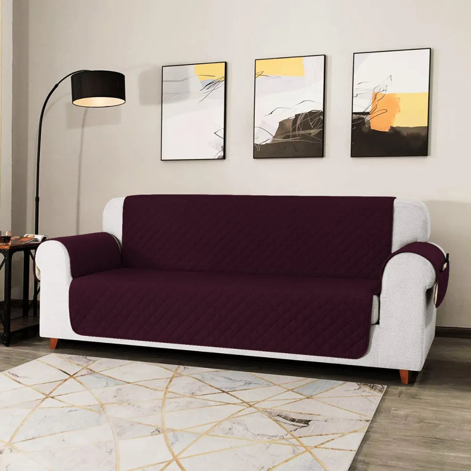 Quilted Sofa Cover-Plum Sofa Cover Apricot
