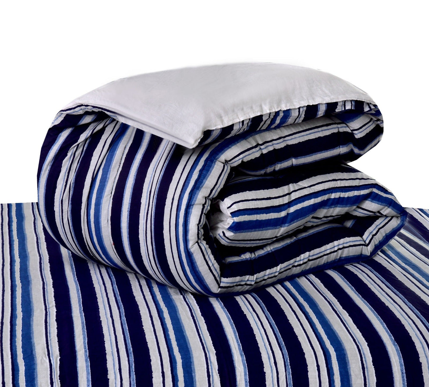 8 PCs Winter Comforter Set-Bold Stripes(Grey Reverse) Comforters Apricot   