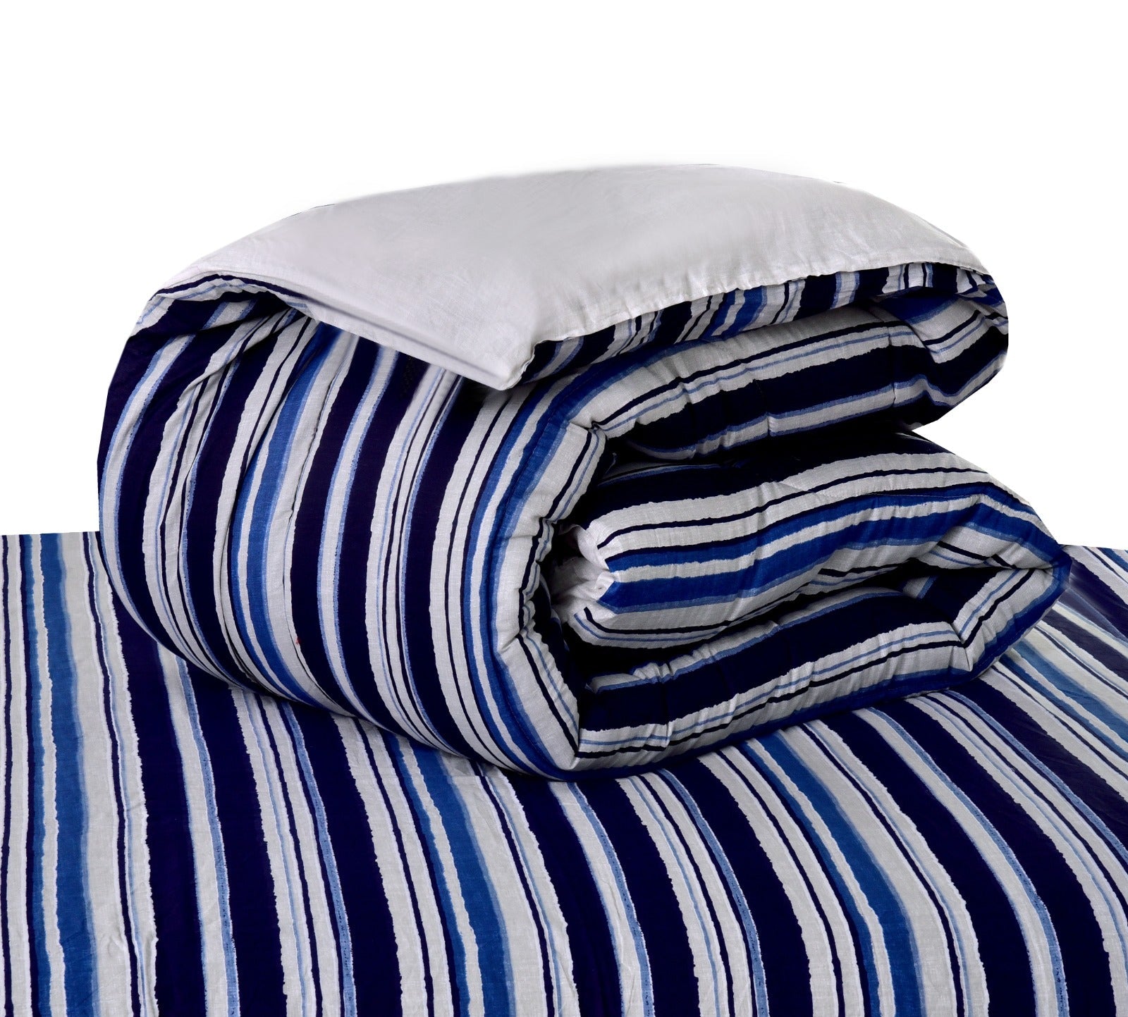 8 PCs Winter Comforter Set-Bold Stripes(Grey Reverse) Comforters Apricot   