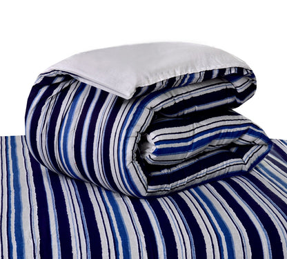 8 PCs Winter Comforter Set-Bold Stripes(Grey Reverse) Comforters Apricot   