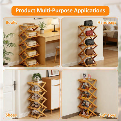 5 Tier Bamboo Shoe Rack (SA2510-051) Storage Organizer Apricot