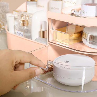 1pc Rotating Cosmetic Organizer-Pink Cosmetic Organizer Apricot