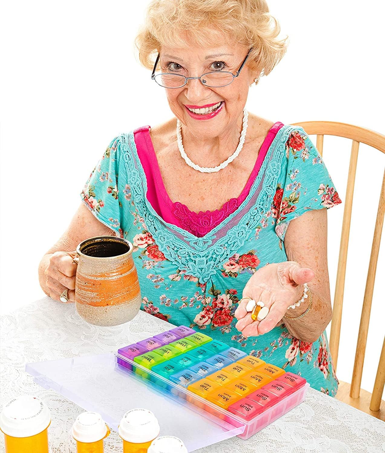 28 Grids Pill Container Pill Box Holder-SA2408-198 Pillboxes Apricot