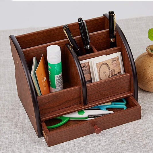 Multifunctional Wooden Pen/Pencil Holder Table Organizer Apricot