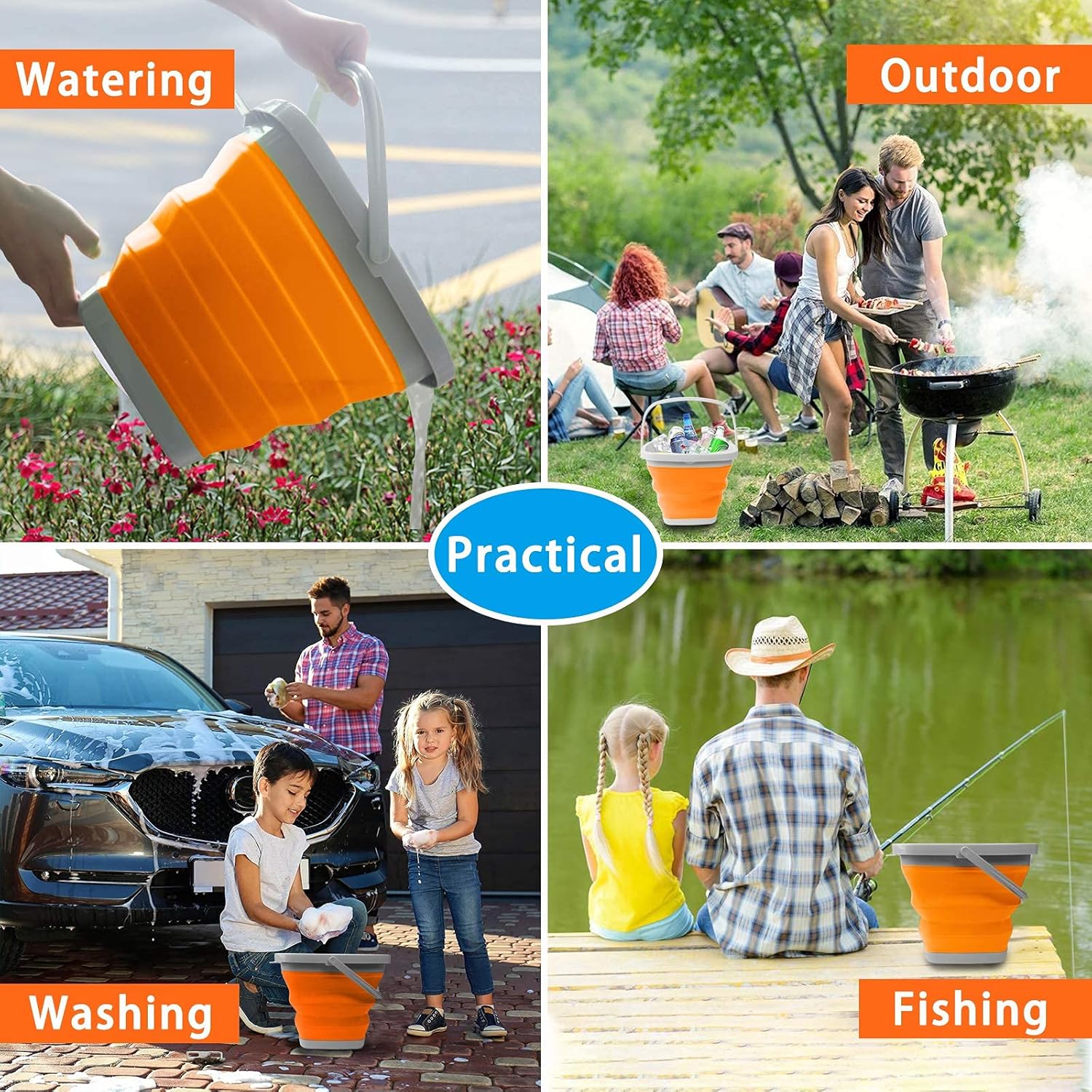 10L Collapsible Water Bucket-SA2411-60(Slush) Apricot