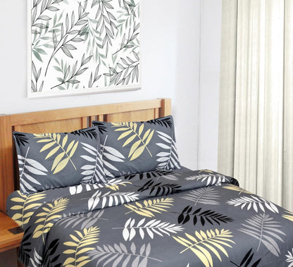 Duvet Cover-Black Feathers Bed Sheets Apricot