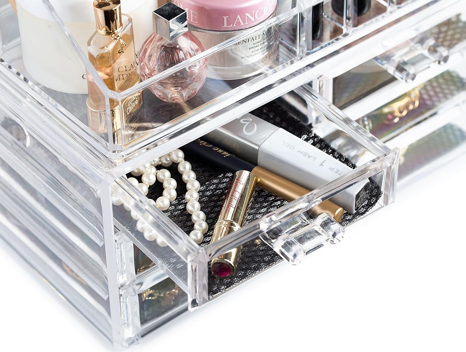 Transparent Makeup & Jewelry Storage Organizer(5362) Cosmetic Organizer Apricot