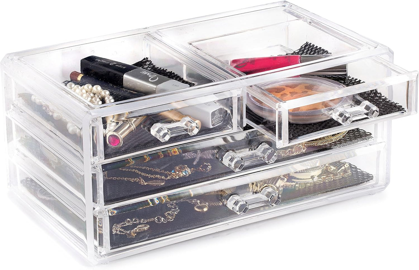 Transparent Makeup & Jewelry Storage Organizer(5362) Cosmetic Organizer Apricot
