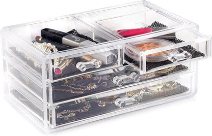 Transparent Makeup & Jewelry Storage Organizer(5362) Cosmetic Organizer Apricot