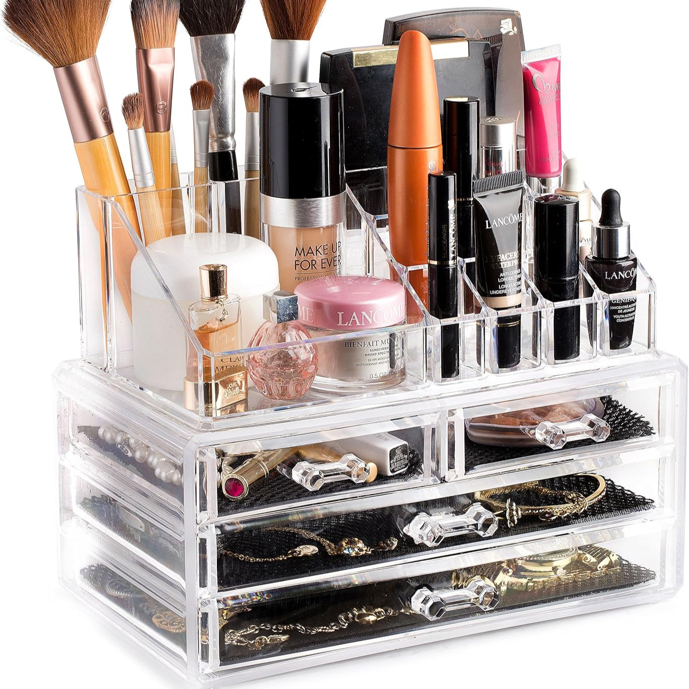 Transparent Makeup & Jewelry Storage Organizer(5362) Cosmetic Organizer Apricot