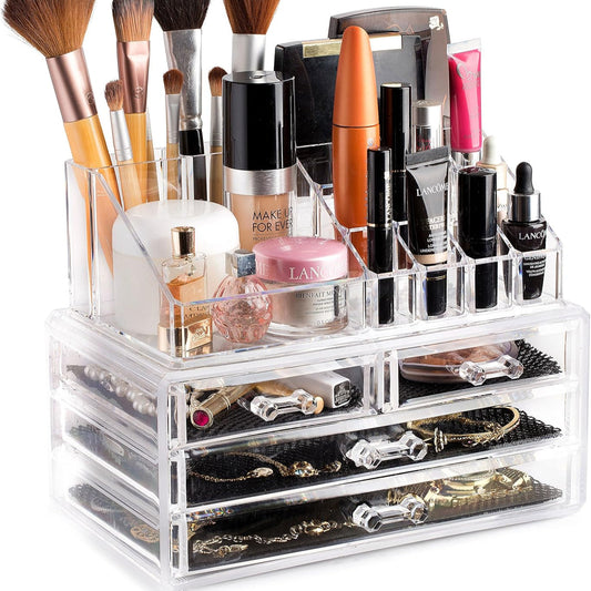 Transparent Makeup & Jewelry Storage Organizer(5362) Cosmetic Organizer Apricot