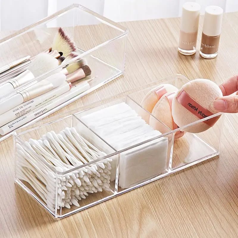 Acrylic 2 Drawer Makeup Organizer-(5362)Transparent Cosmetic Organizer Apricot