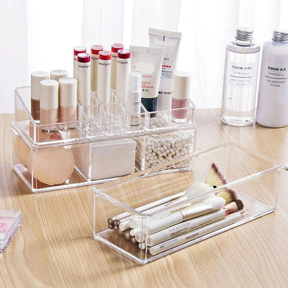 Acrylic 2 Drawer Makeup Organizer-(5362)Transparent Cosmetic Organizer Apricot