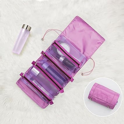 Adjustable Makeup Cosmetic Bag-5448-Purple Cosmetic Organizer Apricot