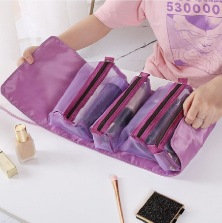 Adjustable Makeup Cosmetic Bag-5448-Purple Cosmetic Organizer Apricot