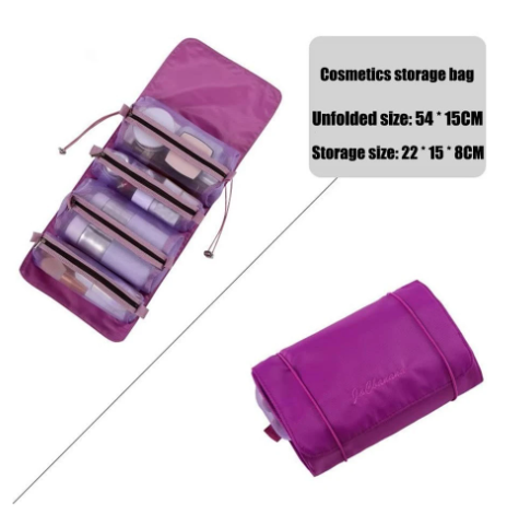 Adjustable Makeup Cosmetic Bag-5448-Purple Cosmetic Organizer Apricot