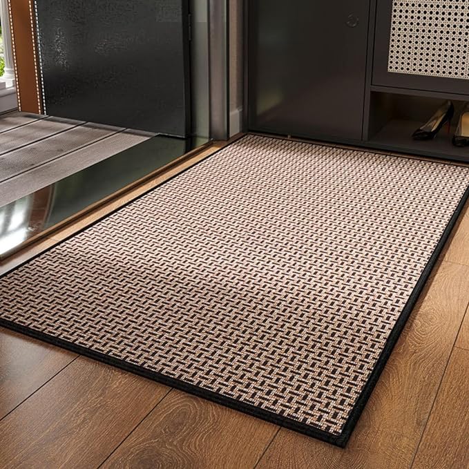 Anti-Slip Door Mat 5772 - Texture Black Door Mats Apricot