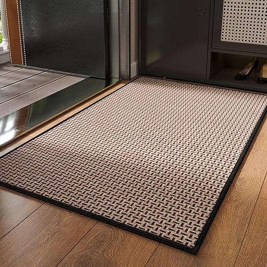 Anti-Slip Door Mat 5772 - Texture Black Door Mats Apricot