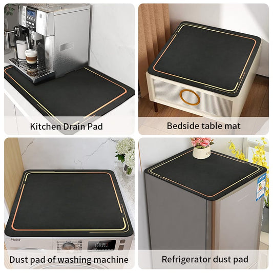 Anti Slip Dish Drying Mat-5758Black with Golden Border Rugs Apricot   