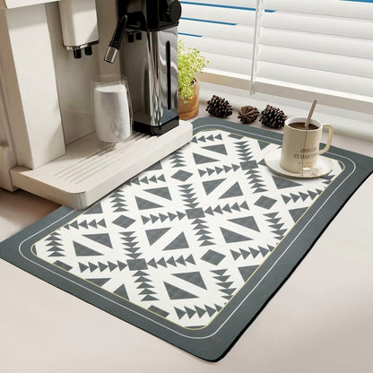 Anti Slip Dish Drying Mat-Grey Triangle(5950) Rugs Apricot