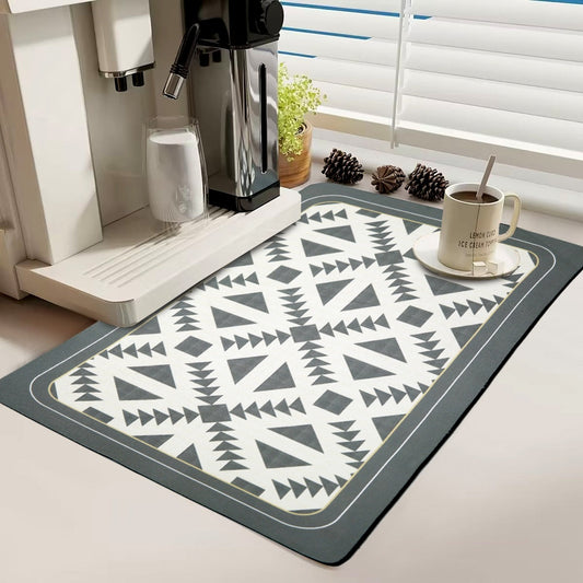 Anti Slip Dish Drying Mat-Grey Triangle(5950) Rugs Apricot