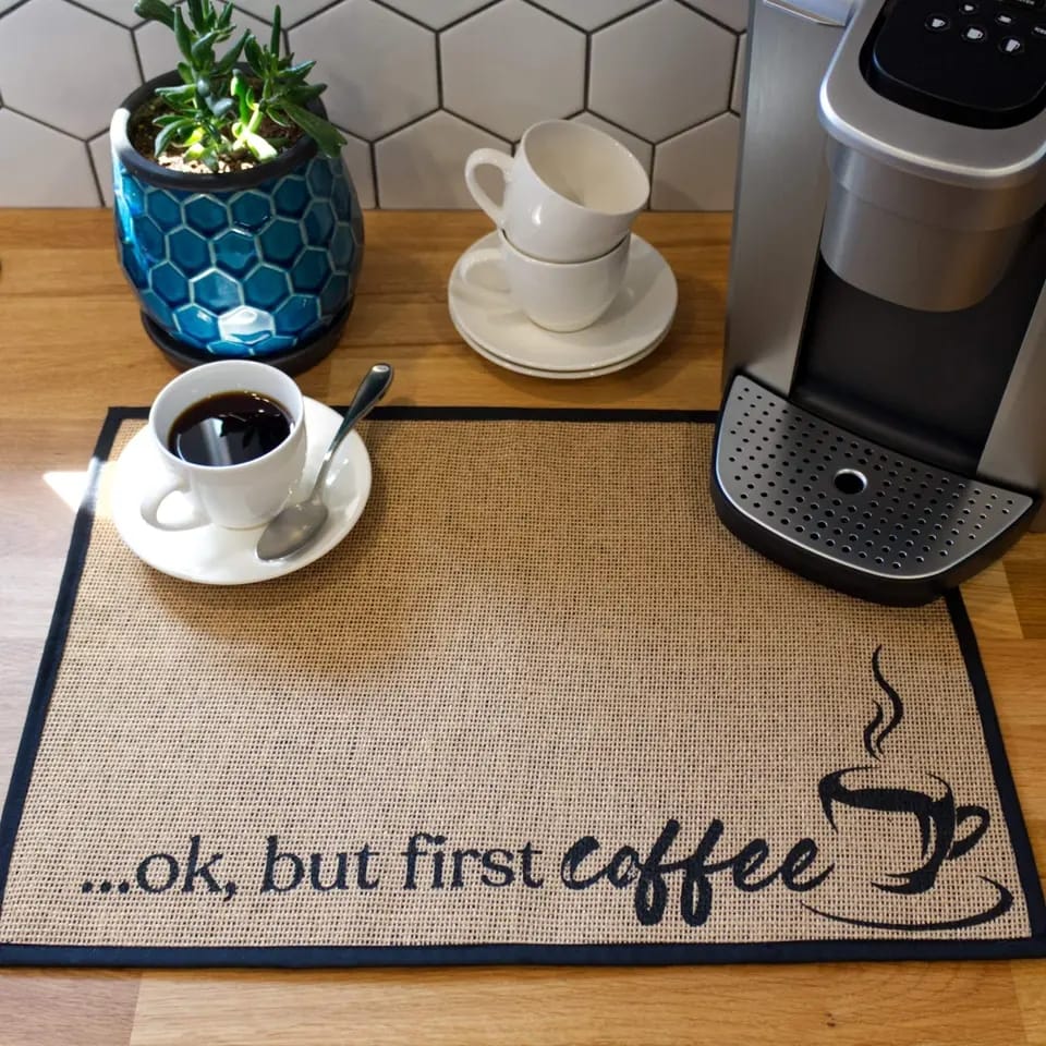 Anti Slip Dish Drying Mat 5755-Coffee Rugs Apricot