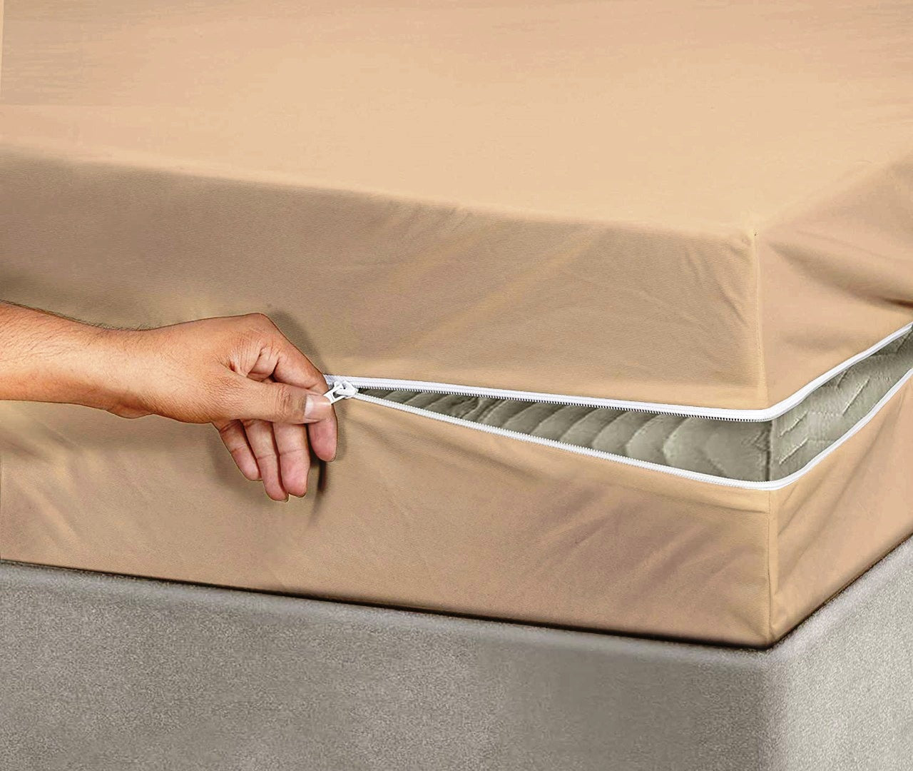 Zipper Mattress Cover- Beige