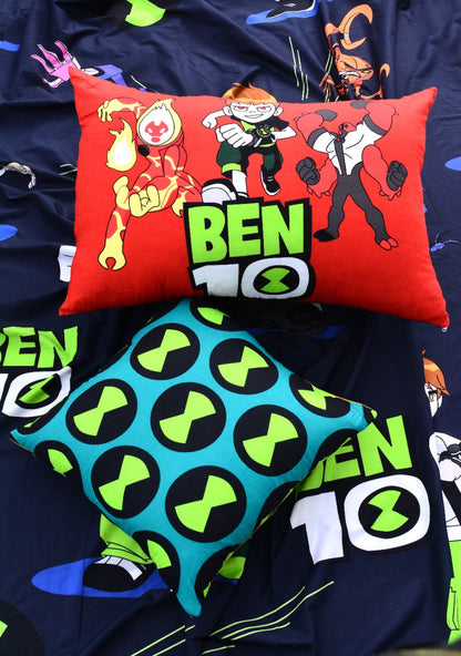 2Pcs Digital Printed Single Bed Sheet- Ben10 single bed sheet Apricot