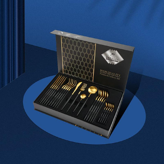 Black/Golden (4406)24 PCs Premium Steel Cutlery Set Cutlery Set Apricot   