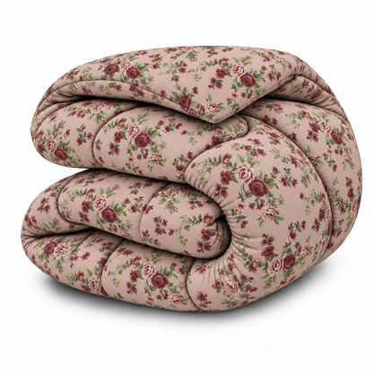 1 PC Single Percale Razai- Vintage Rose Comforters Apricot