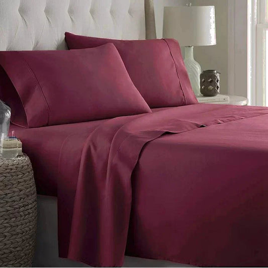 2Pcs Dyed Single Bed Sheet-Plum single bed sheet Apricot