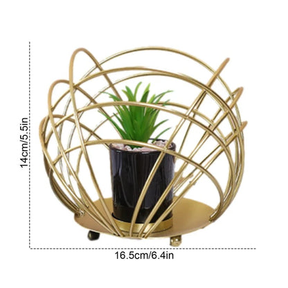 Cactus Metal Pot Stand-Golden(SA2405-153) Candle Stand Apricot