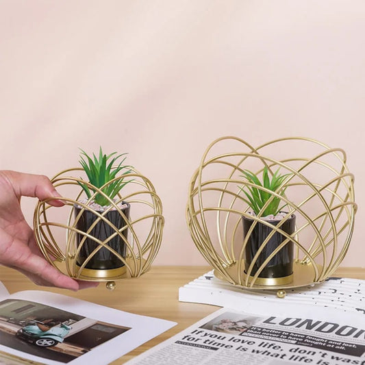 Cactus Metal Pot Stand-Golden(SA2405-153) Candle Stand Apricot
