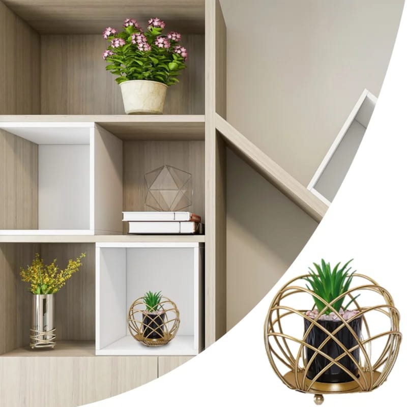 Cactus Metal Pot Stand-Golden(SA2405-153) Candle Stand Apricot