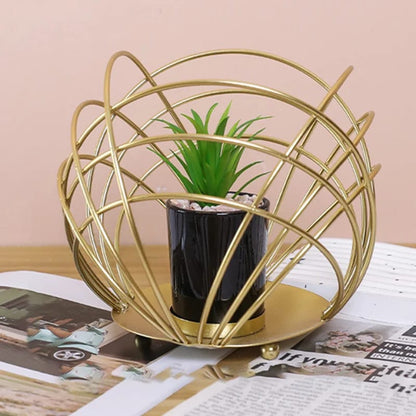 Cactus Metal Pot Stand-Golden(SA2405-153) Candle Stand Apricot