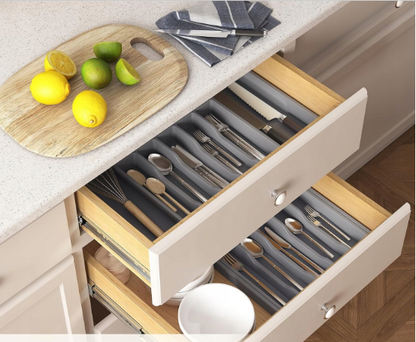 8 Compartments Extended Cutlery Utensil Adjustable Tray (SA2510-071) Apricot