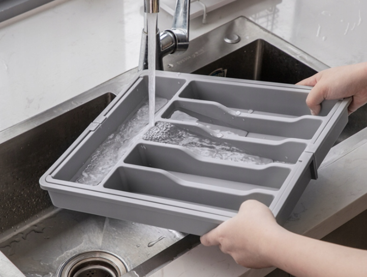 8 Compartments Extended Cutlery Utensil Adjustable Tray (SA2510-071) Apricot