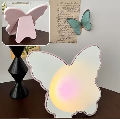 Butterfly Shaped Portable Makeup Mirror Mirror Apricot