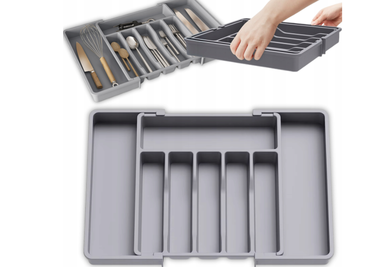 8 Compartments Extended Cutlery Utensil Adjustable Tray (SA2510-071) Apricot