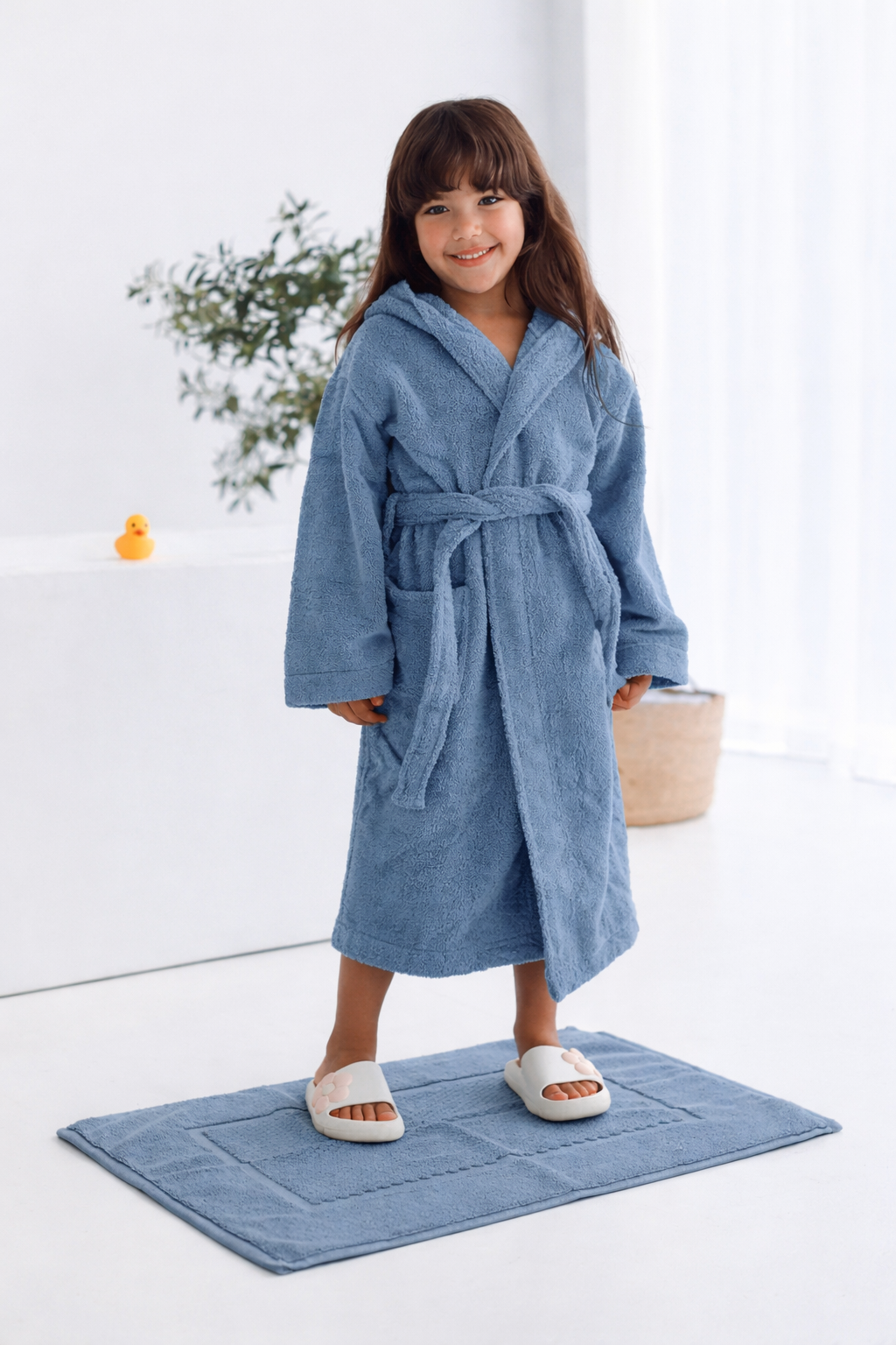 Cotton Kid's Bathrobe- Patrol Blue(2-4 Years) Bath Towels & Washcloths Apricot