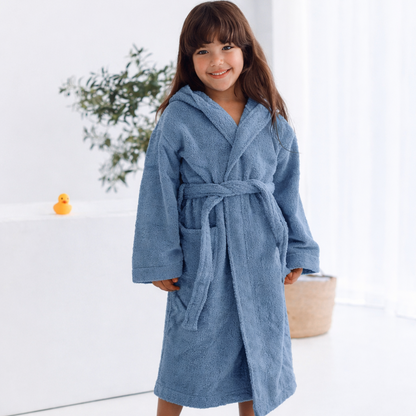 Cotton Kid's Bathrobe- Patrol Blue(2-4 Years) Bath Towels & Washcloths Apricot